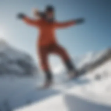 Graceful Snowboarding Stance Snowboarder in action performing an elegant jump