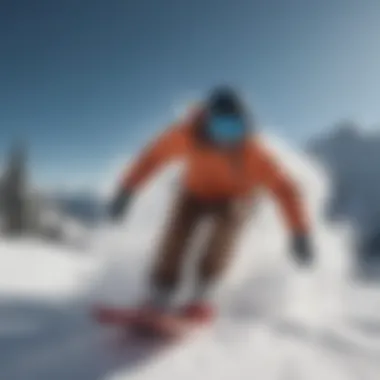 Extreme snowboarder carving through fresh powder