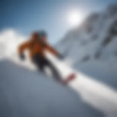 Speed and Style: Snowboarding Down the Steep Slopes An adrenaline junkie shredding fresh powder on a steep snow-covered slope