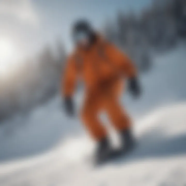 Snowboarder practicing balance on flat terrain