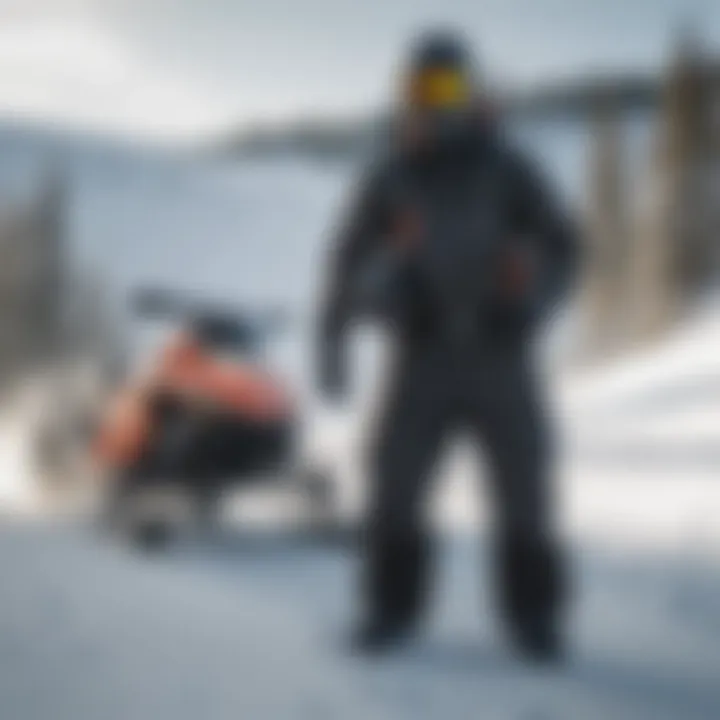 Snowmobiler navigating terrain in Oneill snow pants