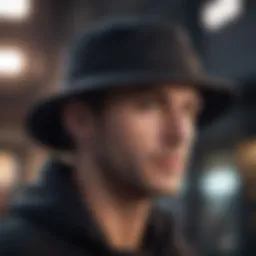Sophisticated black bucket hat with attached string
