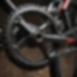 Close-up of a specialized mountain bike chain showcasing its intricate links and construction.