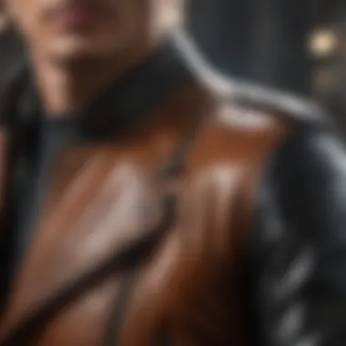 Luxurious leather jacket texture close-up