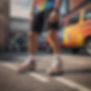 Fashionable Skater Wearing Rainbow Vans