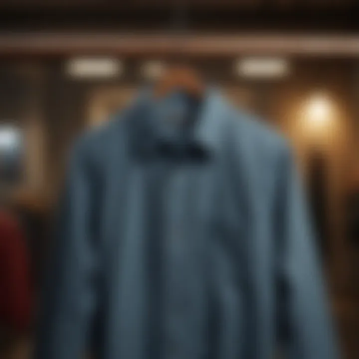 Stylish solid color shirt hanging on a wooden hanger