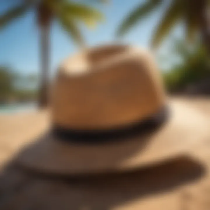 Sun-kissed Koloa surf hat under palm tree shadow