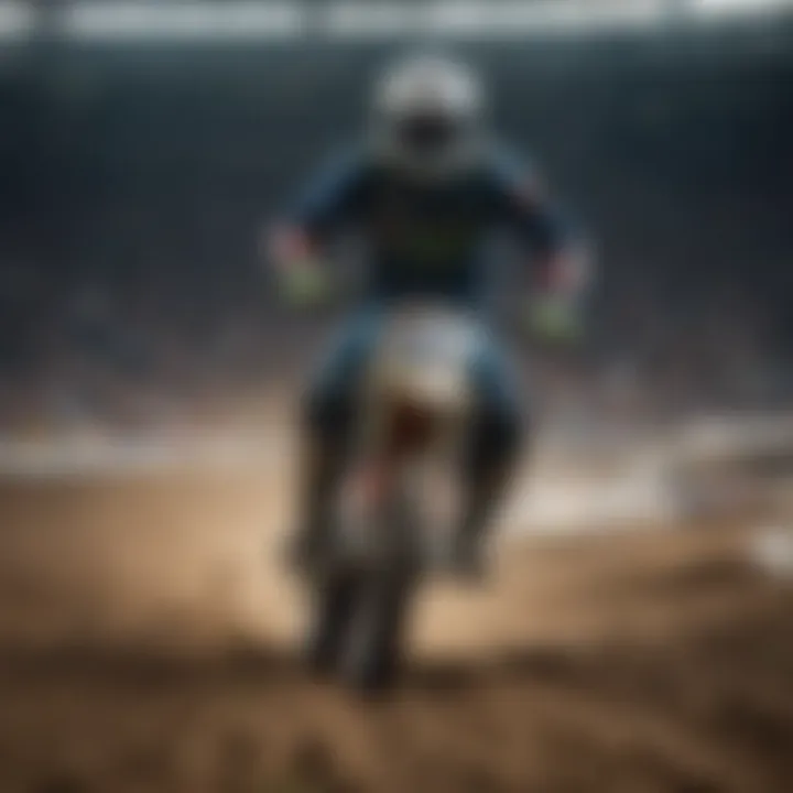 Close-up of a Supercross rider in action