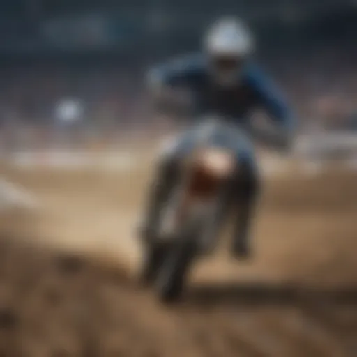 Rider navigating a challenging track during Supercross event