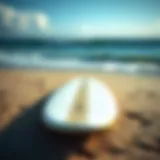 High-performance surfboard on the beach