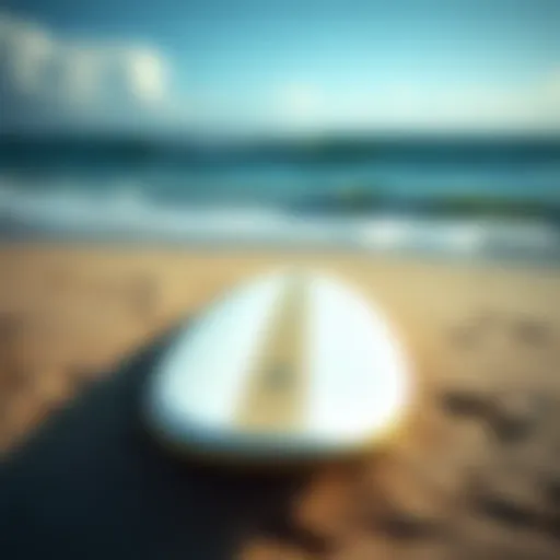 High-performance surfboard on the beach