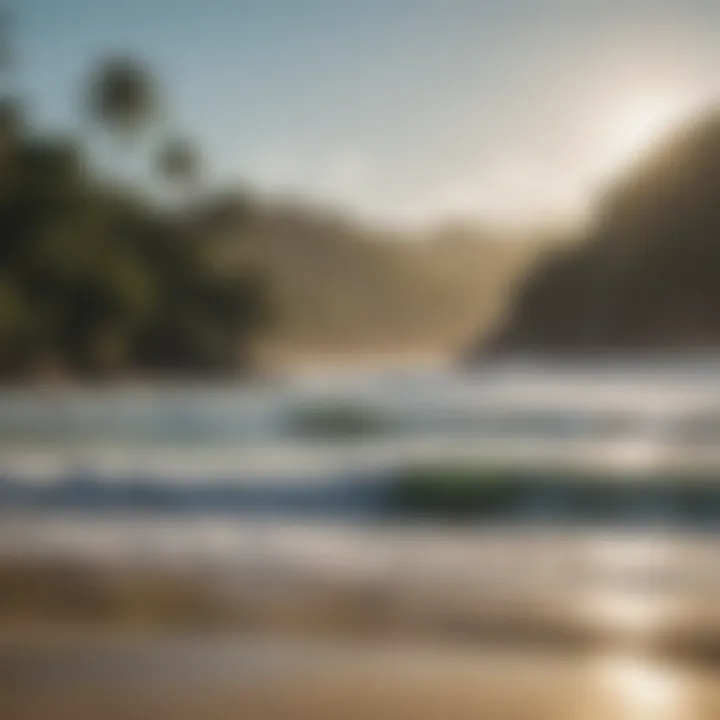 An idyllic beach scene in Costa Rica, highlighting the serene environment and ideal conditions for surfing