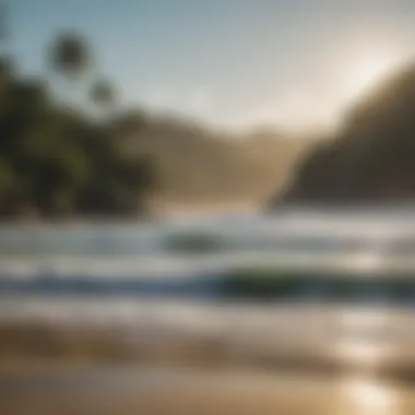 Idyllic Beach Scene in Costa Rica An idyllic beach scene in Costa Rica, highlighting the serene environment and ideal conditions for surfing