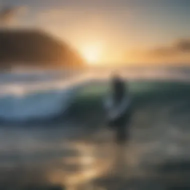 Surfer facing massive waves at Rocky Point