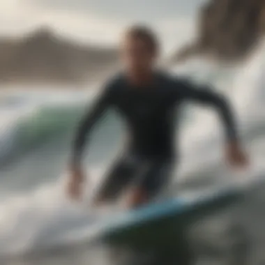 Surfer navigating through turbulent waters at Rocky Point