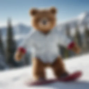 Teddybear shirt in action on a snowboarder carving through fresh powder