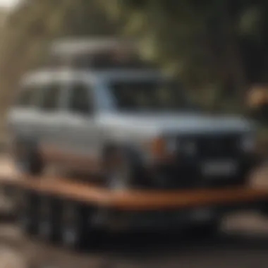 A user installing a surf rack onto their vehicle.