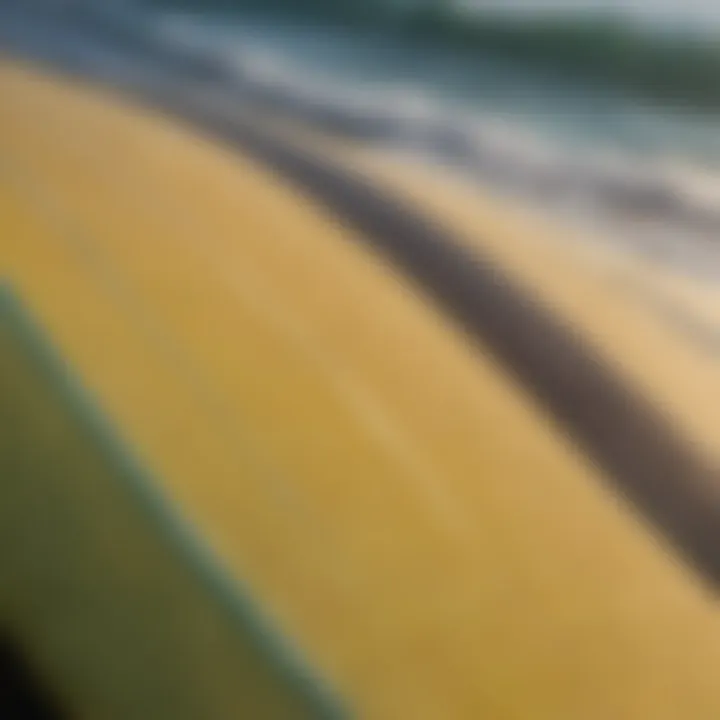 Close-up of surfboard materials and textures