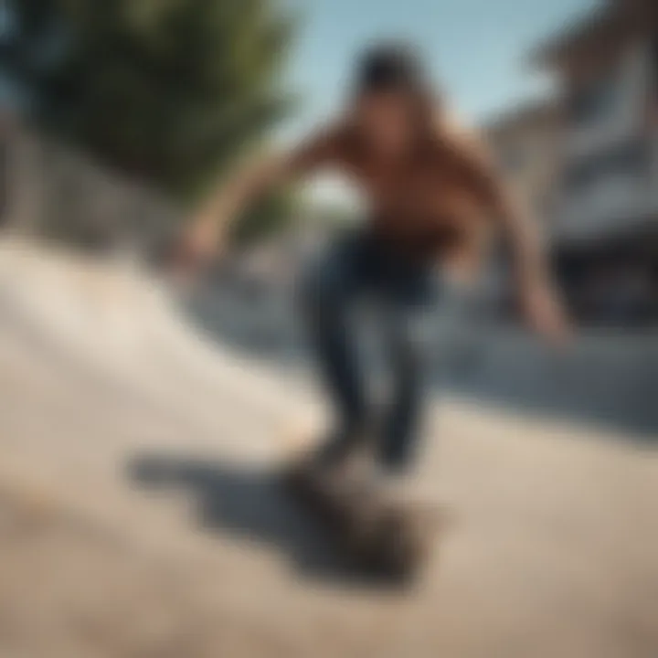 A skateboarder performing tricks in an urban skate park