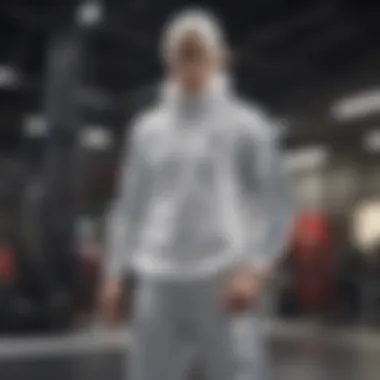 Athlete wearing the white Adidas pullover during a workout.