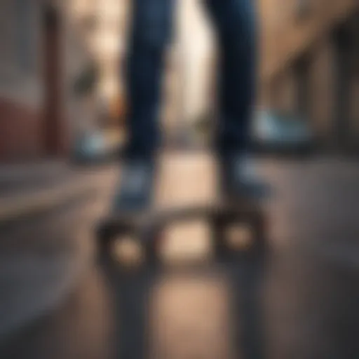 Electric skateboard in urban setting