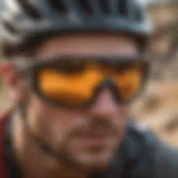 An athlete showcasing Oakley sunglasses during a mountain biking competition.