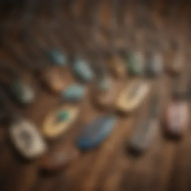 Diverse Styles of Surfer Necklaces A collection of surfer necklaces displayed on a rustic wooden surface, highlighting variety.