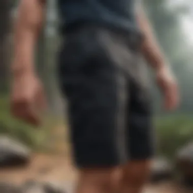 Durable Design for Adventure Enthusiasts Black chino shorts designed for extreme sports, showcasing their durability