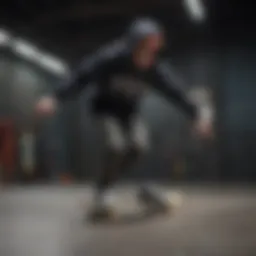 Youth wearing a Thrasher hoodie while skateboarding