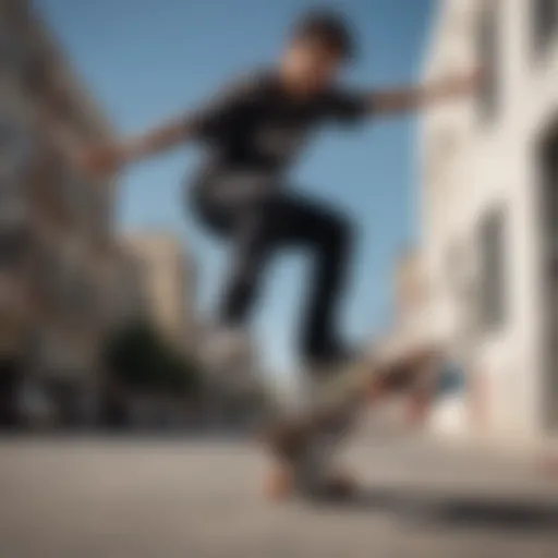 Louie Lopez performing a gravity-defying trick on the skateboard