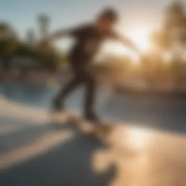 Skate park filled with skaters showcasing their skills under the vibrant Gold Coast sun