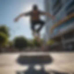 Skateboarder executing a perfect kickflip in urban setting