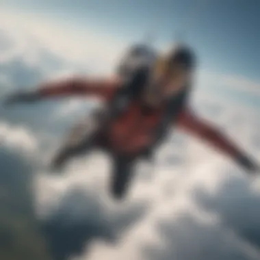 Brave skydiver soaring through the clouds