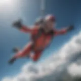 Thrilling skydiving leap amidst the clouds