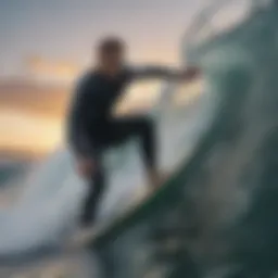 Thrilling Surfer Riding the Wave