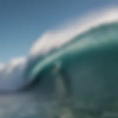 Surfer catching a massive wave at WSL Live event