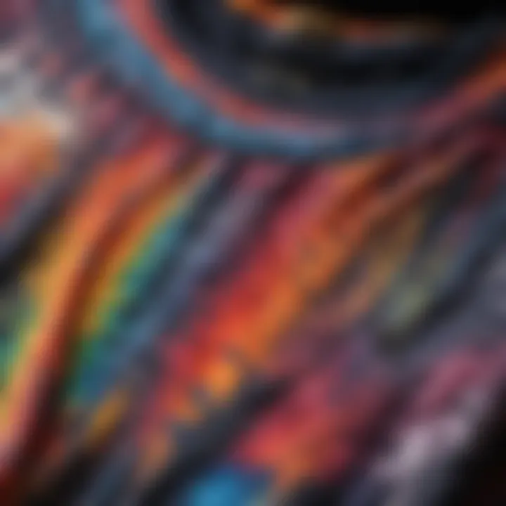 Close-up of intricate tie-dye patterns on a stylish crop t-shirt