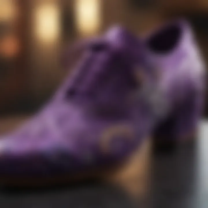 Elegant and sophisticated purple shoe with intricate embroidery