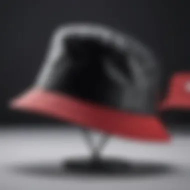 Close-Up of Trendy Black and Red Bucket Hat Design