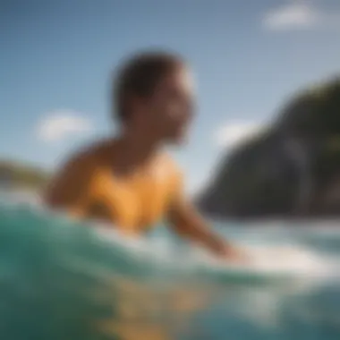 Extreme sports athlete applying sunscreen before surfing.