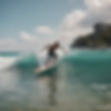 Surfer in action on the vibrant Tulum beach