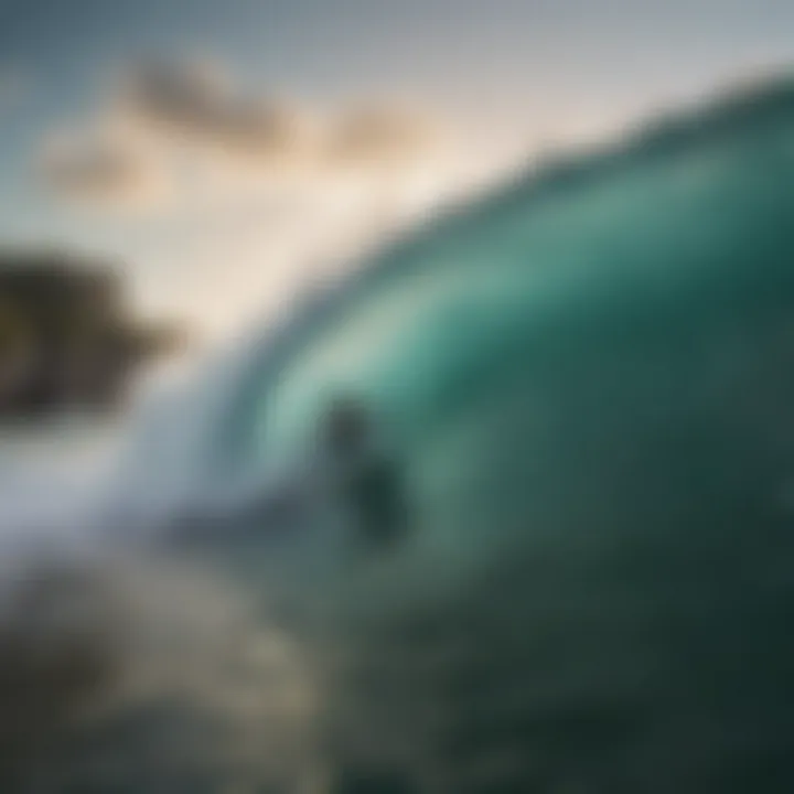 Surfer conquering a challenging wave in Tulum