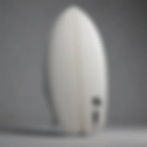 A streamlined twin fin surfboard showcasing Tyler Warren's innovative design.