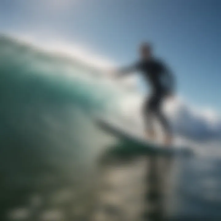 A surfer expertly maneuvering a twin fin surfboard in dynamic waves.