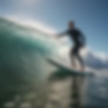 Twin Fin Performance in Action A surfer expertly maneuvering a twin fin surfboard in dynamic waves.
