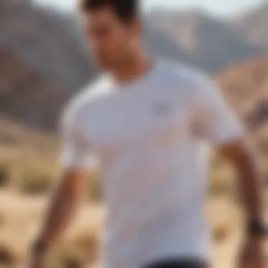 Tall white tee shirt being worn during extreme sports activity