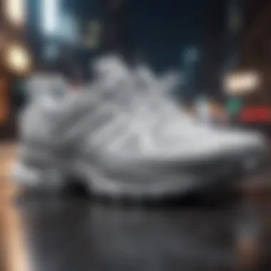 Dynamic white running shoe showcasing superior traction design