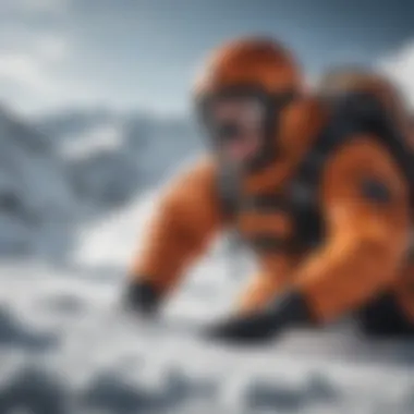 Extreme Sports Enthusiast in Action Person in a dry suit engaging in extreme sports on a snowy terrain