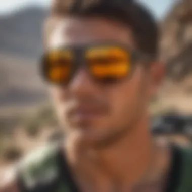 Athlete wearing Oakley sunglasses during extreme sports activity