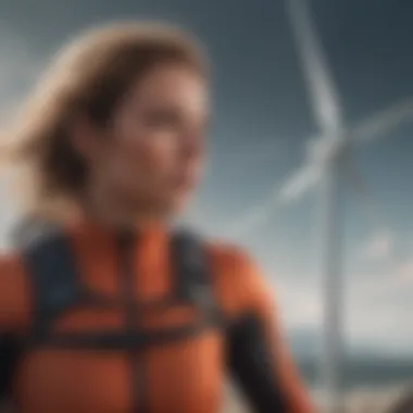 Athlete Utilizing Wind Measurement Tools Athlete using wind measurement tools on a windy day